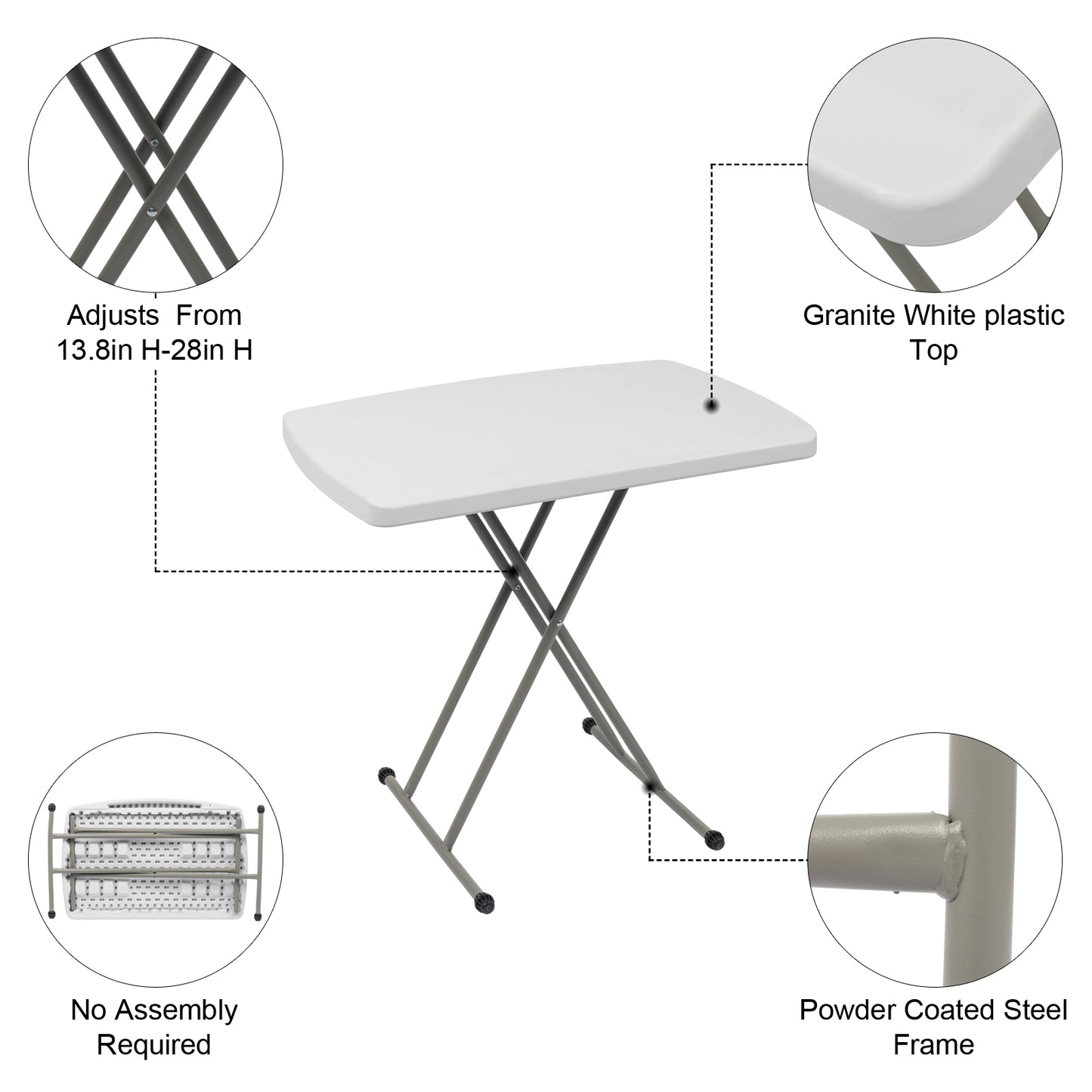 Mini Folding Table - Multifunctional Portable & Height Adjustable