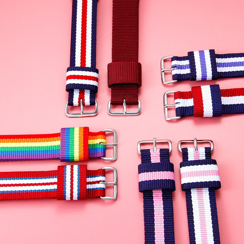 Adjustable Watch Strap Nylon Canvas Leather Replacement Band