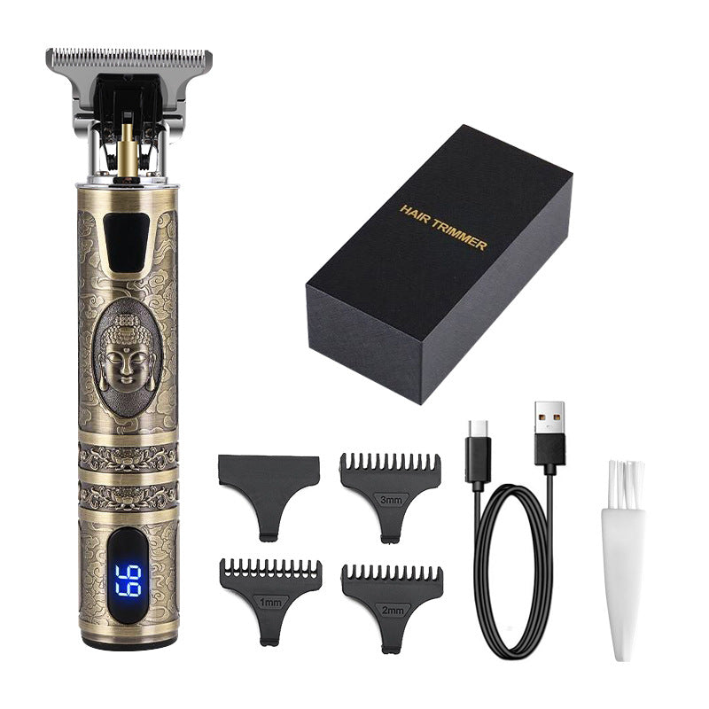 Retro Rechargeable Electric Hair Clippers for Personal Grooming - USB Charging