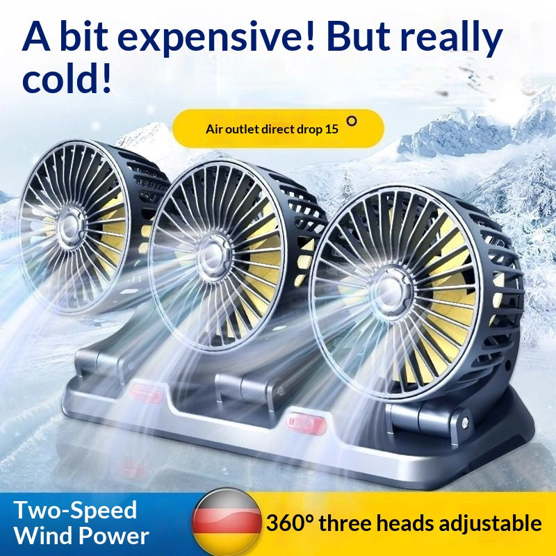Mini Car Fan with USB Port - In-Car Folding Fan for Vehicle Use