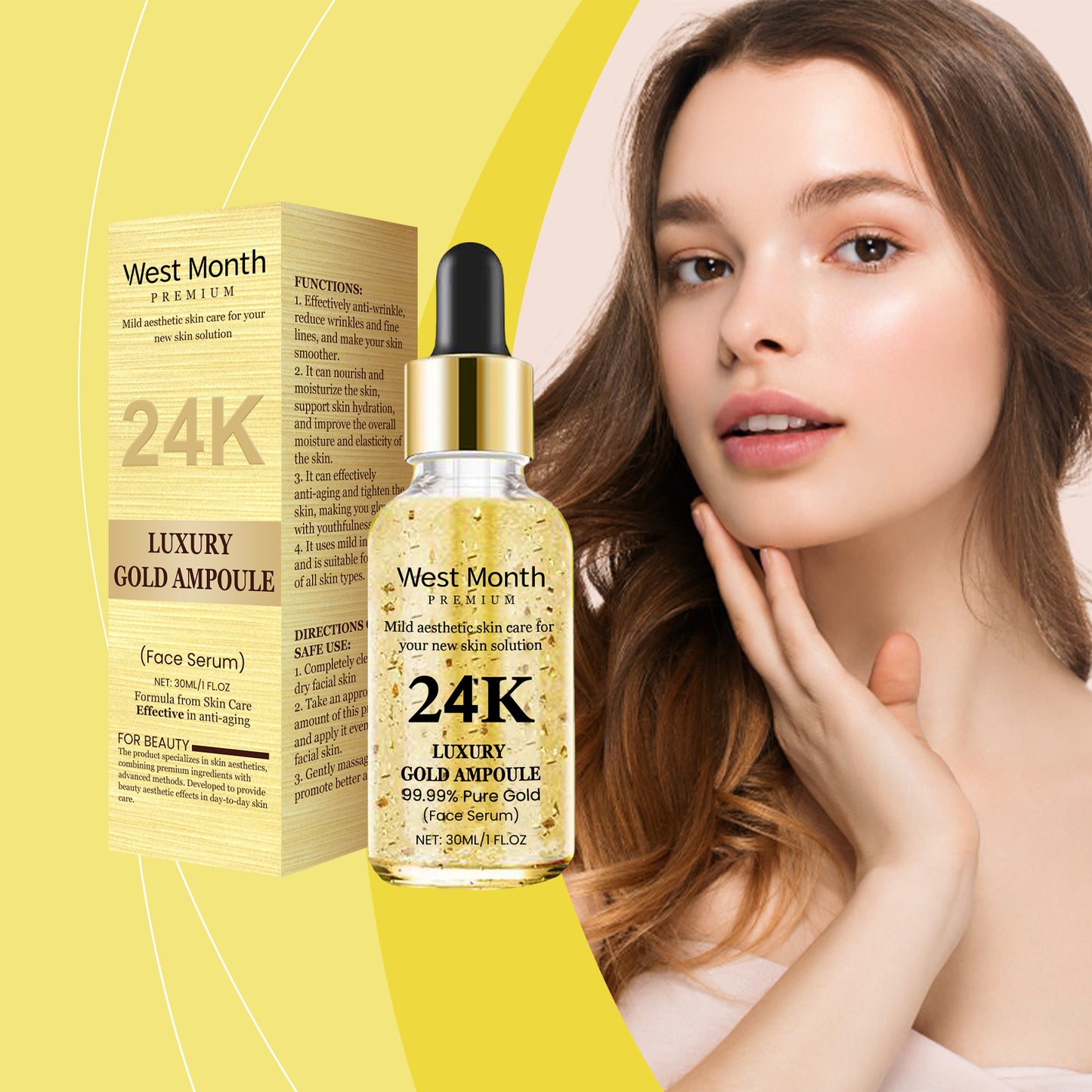 24K Gold Hyaluronic Acid Facial Essence - Anti-Aging Moisturizing Serum 30ml