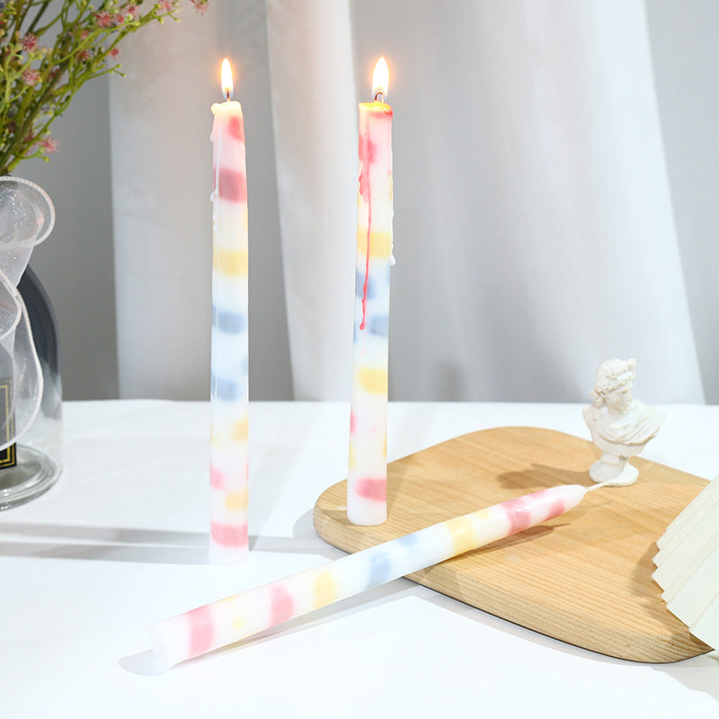 Watercolor Candle Long Brush Holder Set - 2pcs, 22.5CM Home Decor