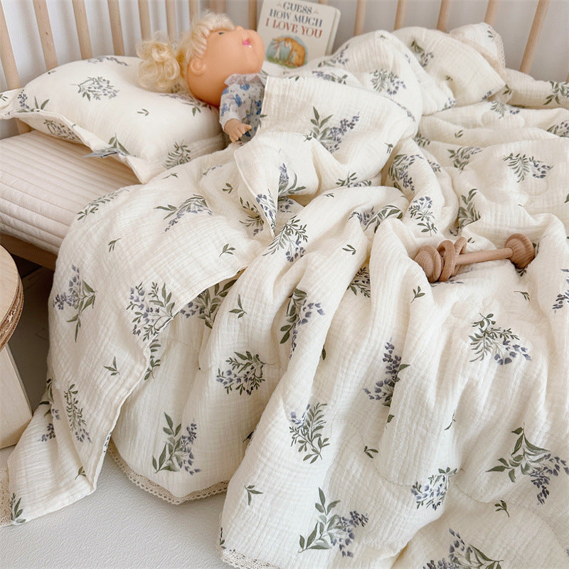 Summer Cotton Quilt Set with Floral Patterns - Multiple Sizes & Styles