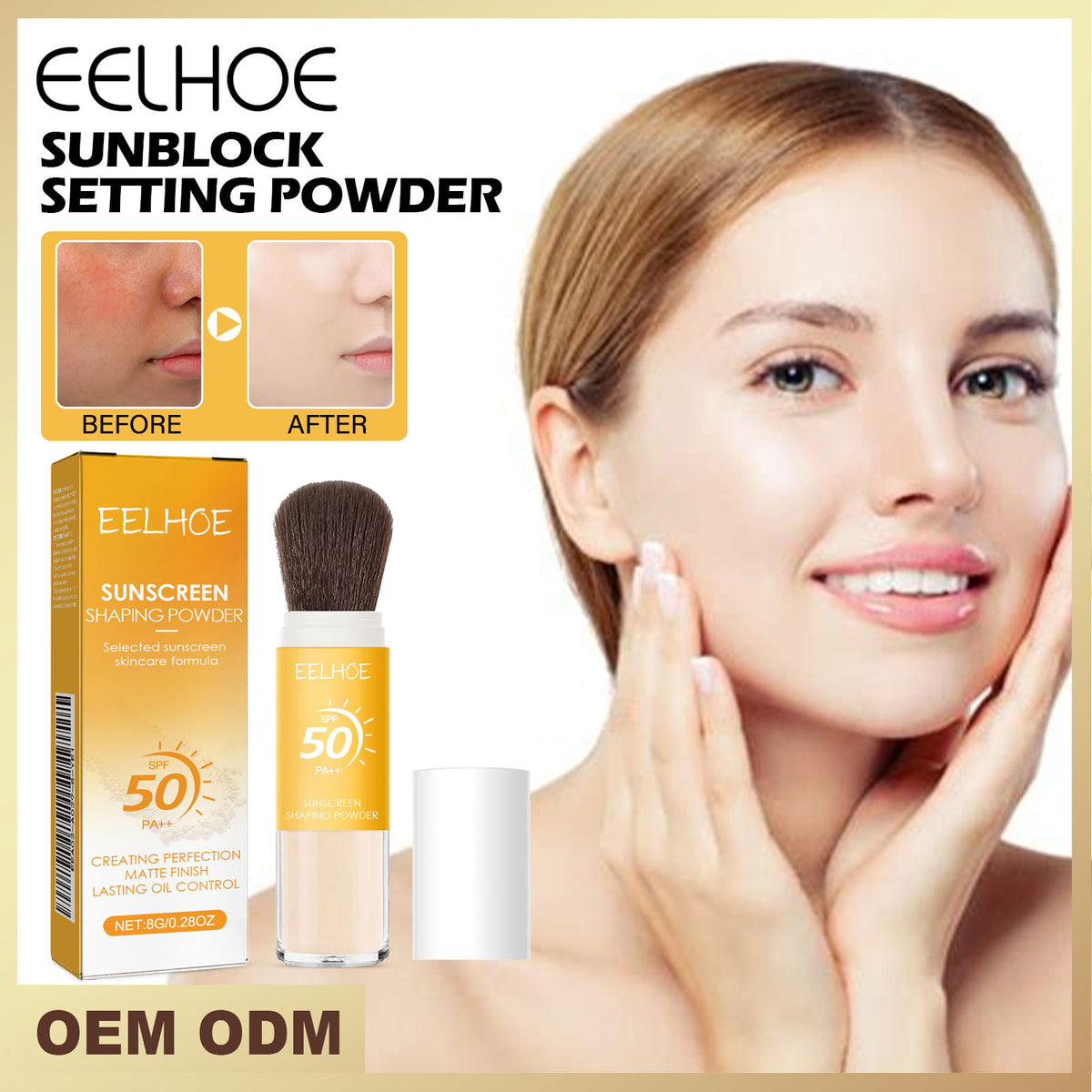 Facial Sunscreen Setting Powder - 8g Face Makeup Powder for Sun Protection