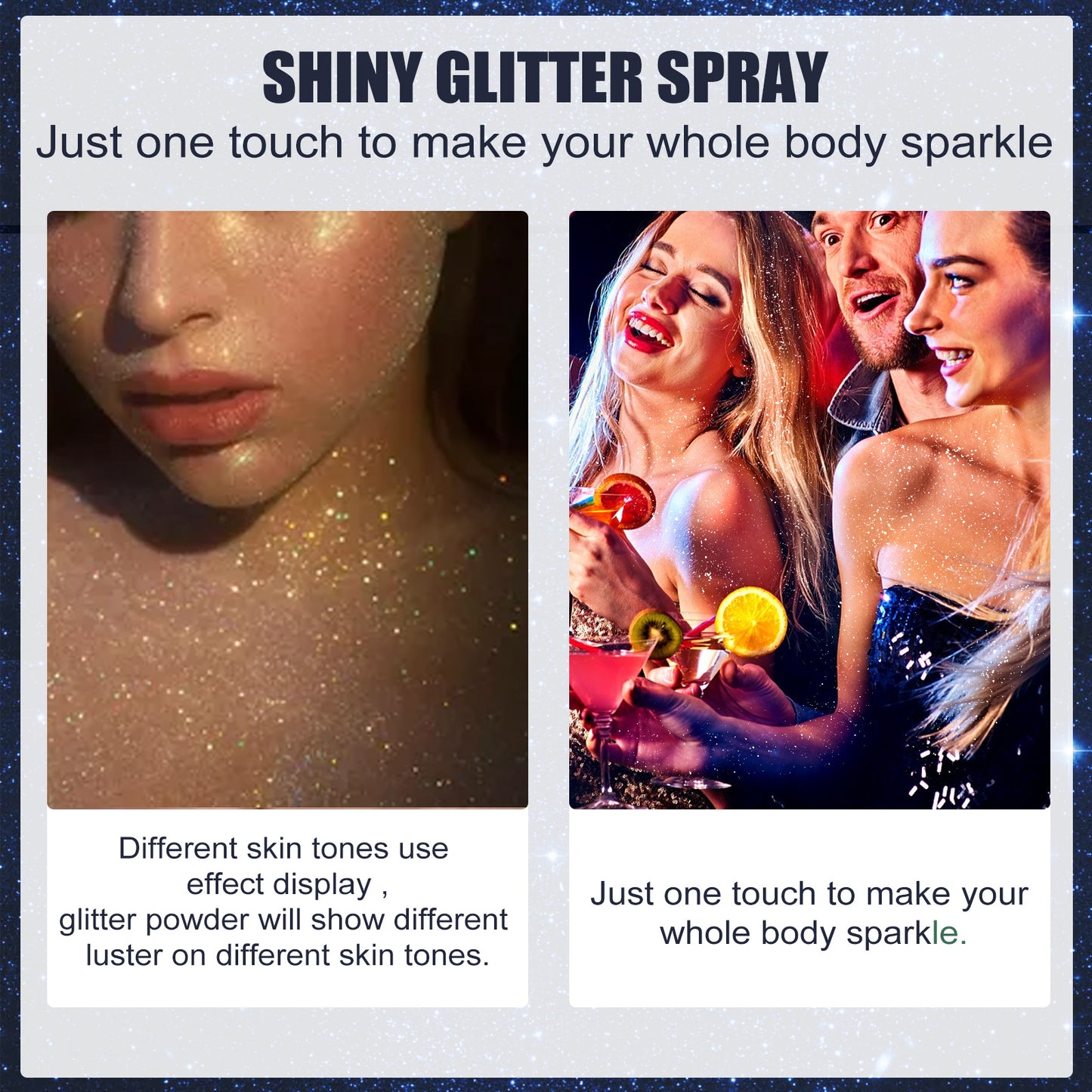 Glitter Spray for Body, Hair & Clothes - 60ML Shimmer Effect