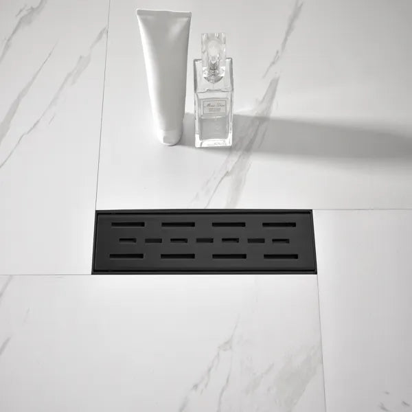 12-Inch Stainless Steel Shower Floor Drain with Removable Brick Pattern Grate and Hair Strainer