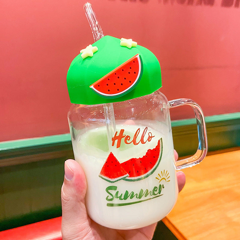 Large Capacity Tempered Glass Fruit Drinkware - High Temperature Resistant Transparent Glass Cup