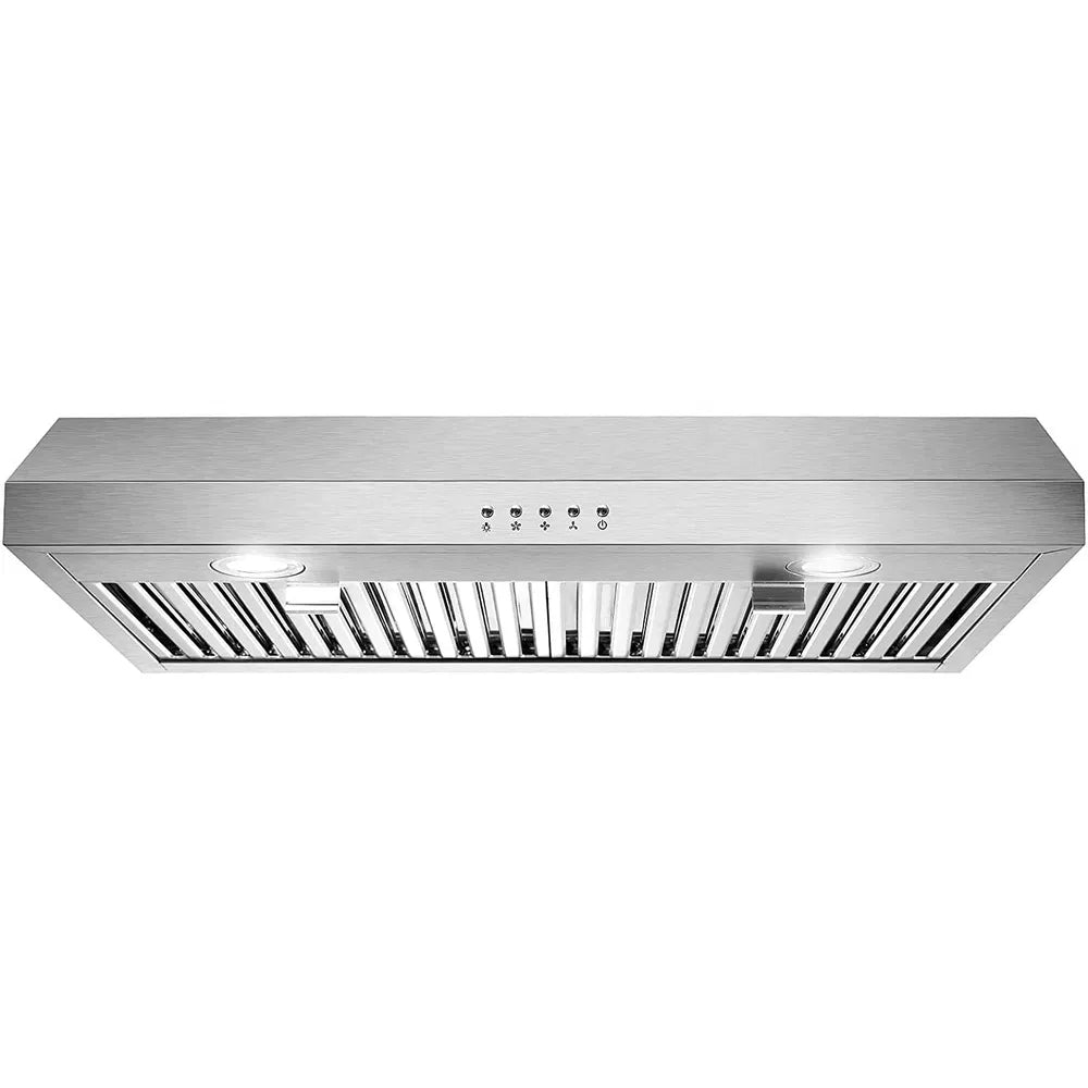 30 Inch Under Cabinet Range Hood with 3-Speed 600CFM Vent and LED Lighting - Silver/Black