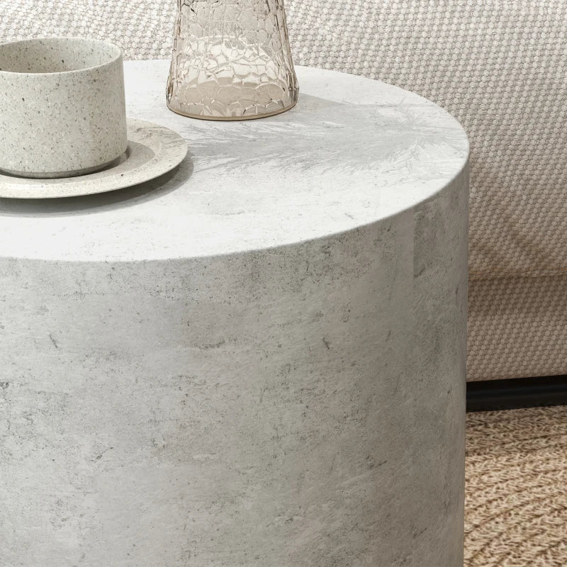 Round Lightweight Accent Table with Concrete Finish - Gray