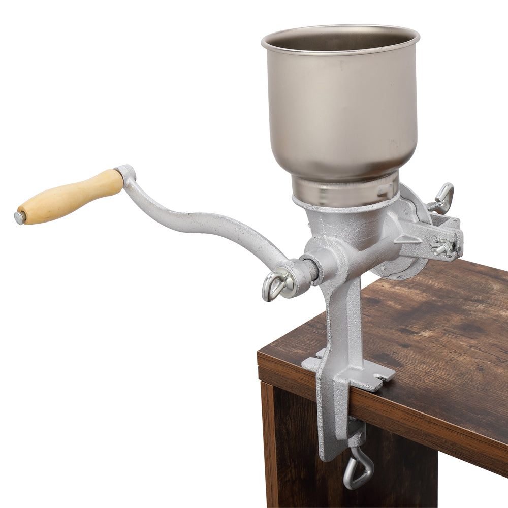 Silver Stainless Steel Hand Grain Grinder for Home Use - Adjustable & Durable