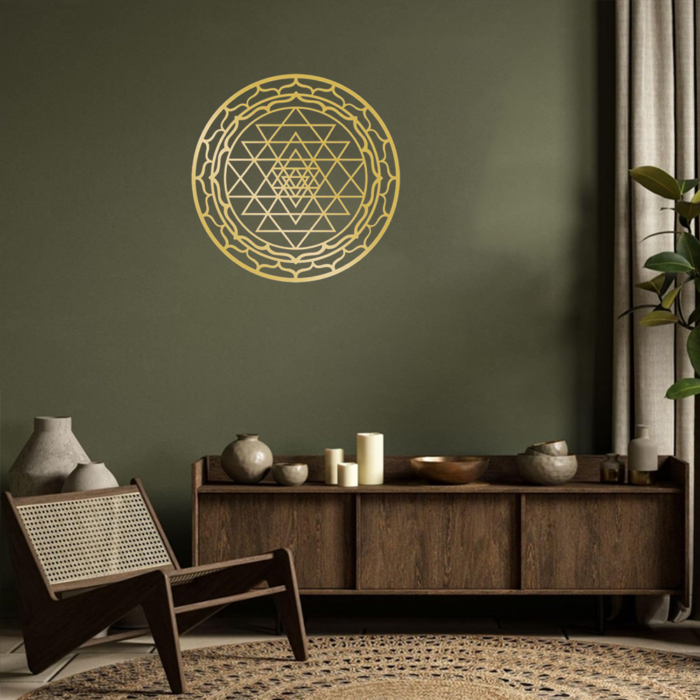 Handcrafted Yantra Mandala Metal Wall Art - Wrought Iron Decor