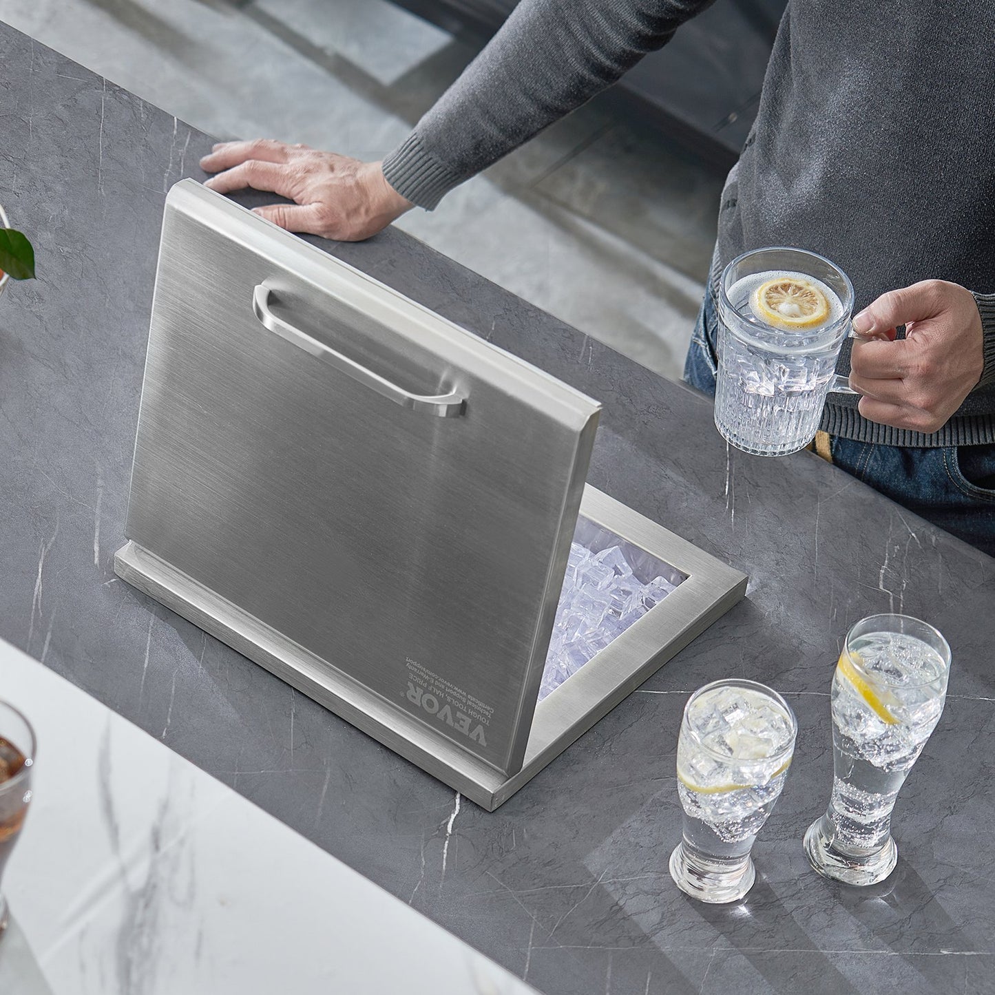 Stainless Steel Drop-In Ice Chest - 40 Qt Outdoor Cooler