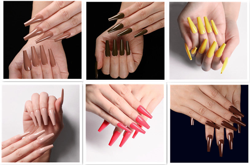 Colorful Nail Art Stickers - Coffin & Ballet Fake Nail Wraps Set