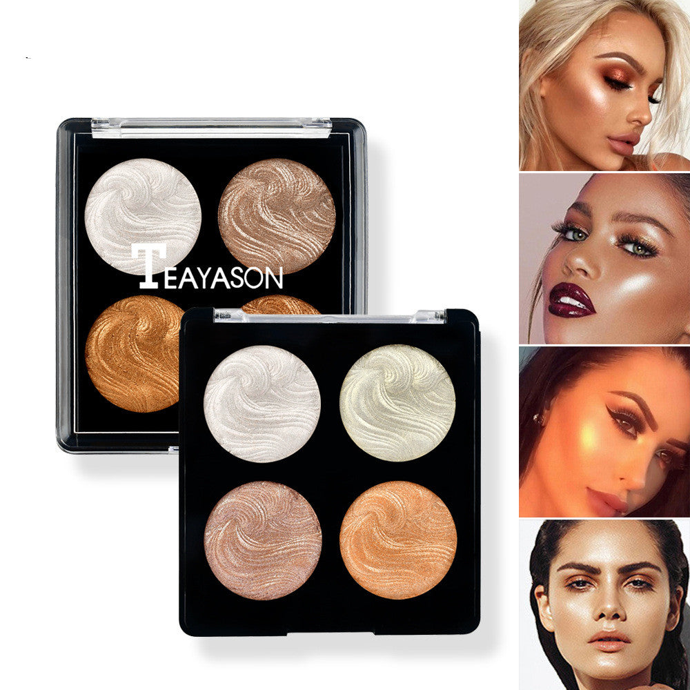4-Color Highlighting Eyeshadow Palette Brightening Cake Makeup Set - CJ