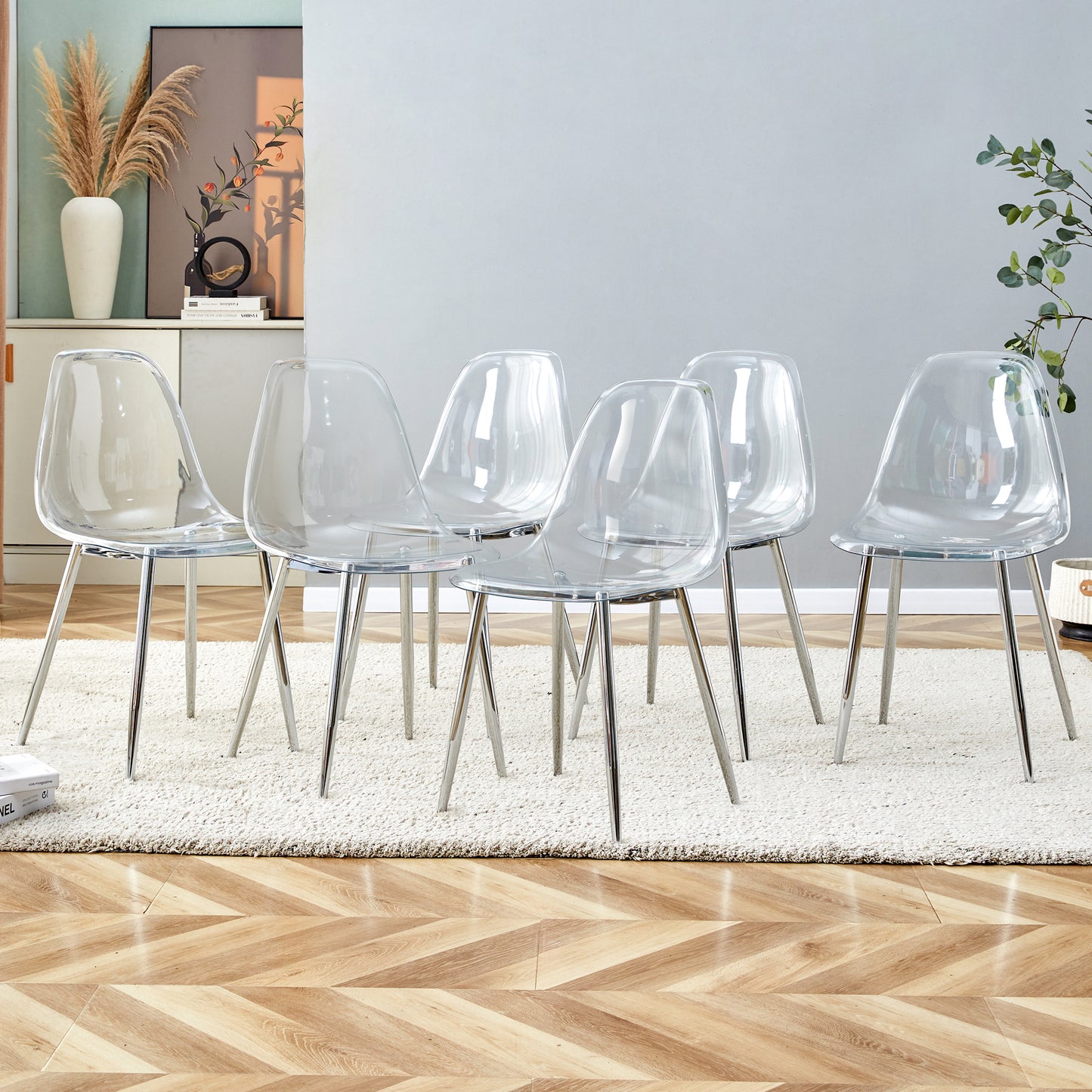 Modern Minimalist Transparent Dining Chair, Plastic Armless Crystal