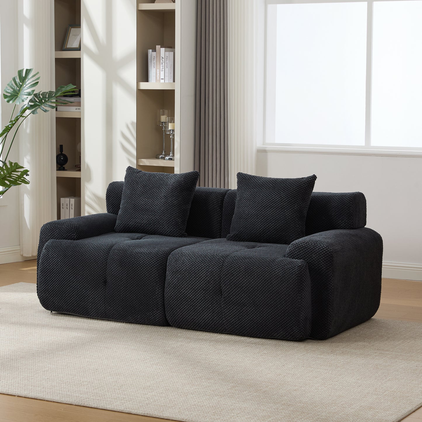 73" Modern Modular Loveseat Sofa - Tufted Convertible Couch, Charcoal