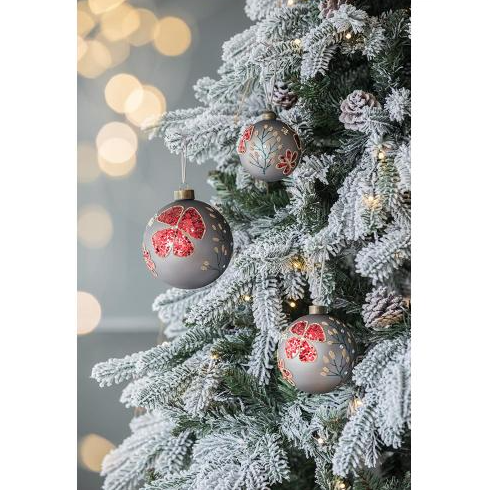 4.7" Glass Christmas Ball Ornaments - Set of 4 Multi Color