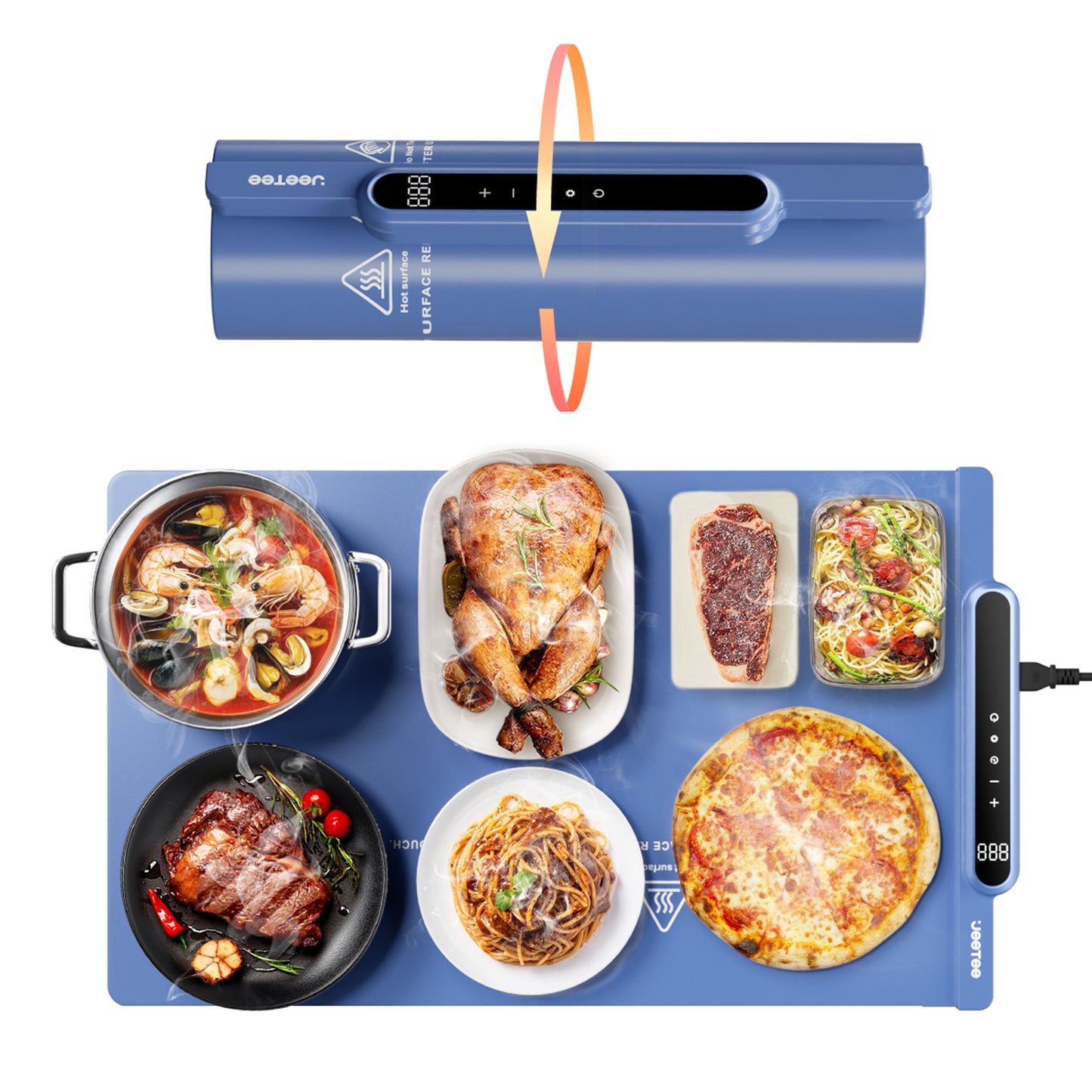 Silicone Food Heating Pad with 10 Temperature Settings, Foldable Kitchen Table Warmer
