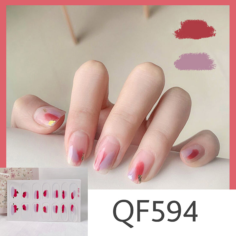 Waterproof Nail Art Stickers - 14pcs Durable Eco-Friendly Decals for Nails