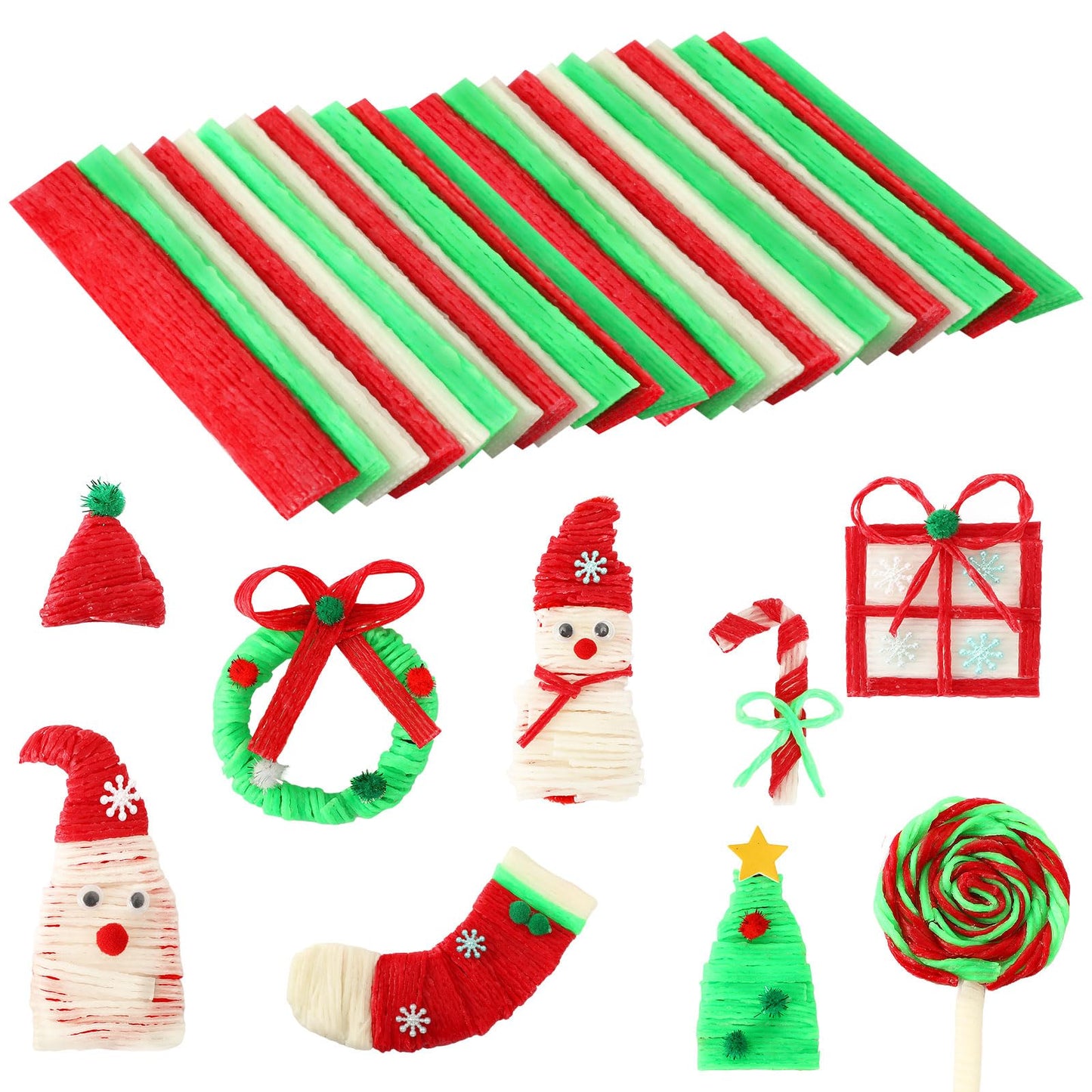 Christmas Wax Craft Sticks - 1000 Pcs Red Green White for Kids