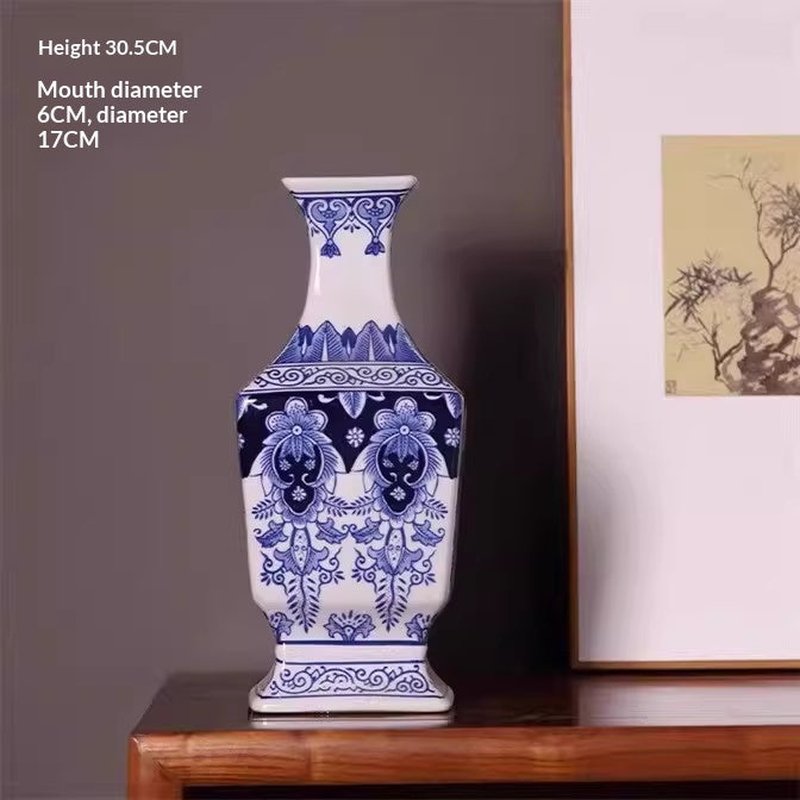 Antique-Style Blue and White Ceramic Vase for Home Decor - Multiple Styles