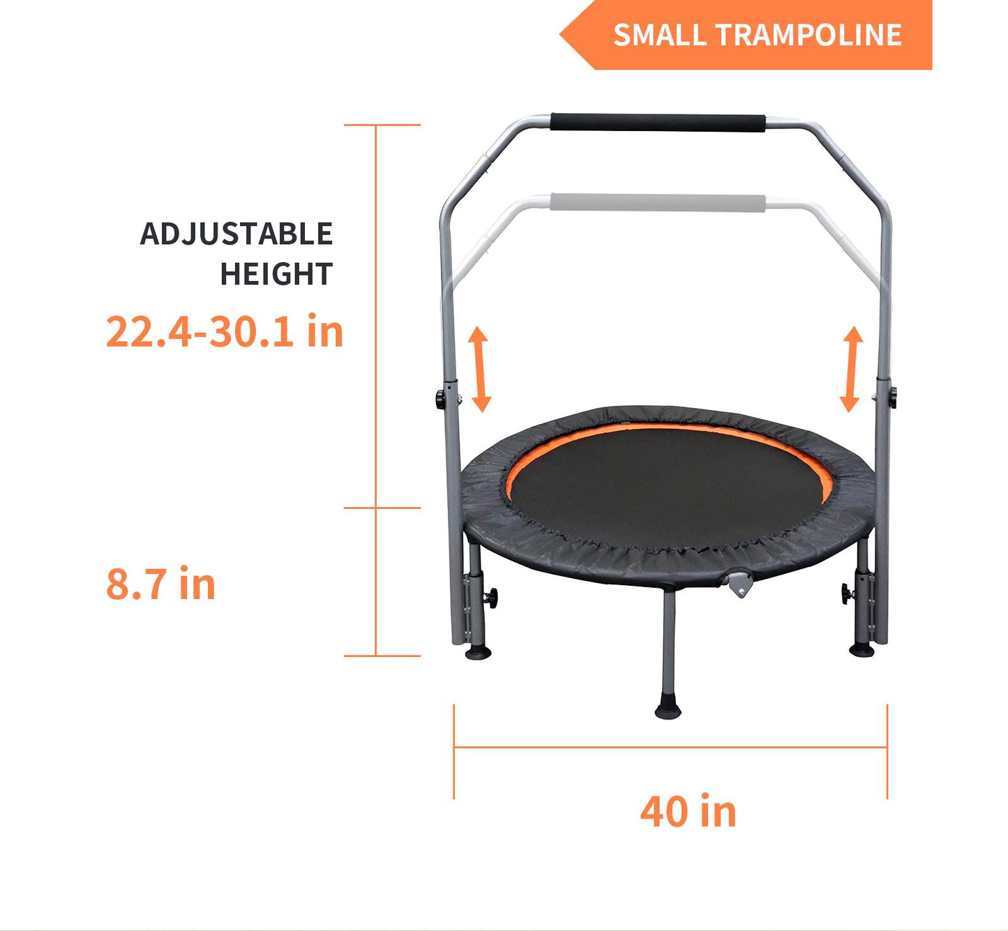 Mini Fitness Trampoline with Adjustable Handles - 48 Inch
