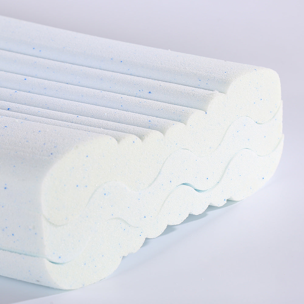 Wave-Shaped Adjustable Memory Foam Pillow with Pillowcase - White 60x40cm