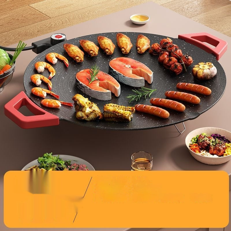 Korean Style Smoke-Free Barbecue Griddle for Home Use - Round Hot Plate