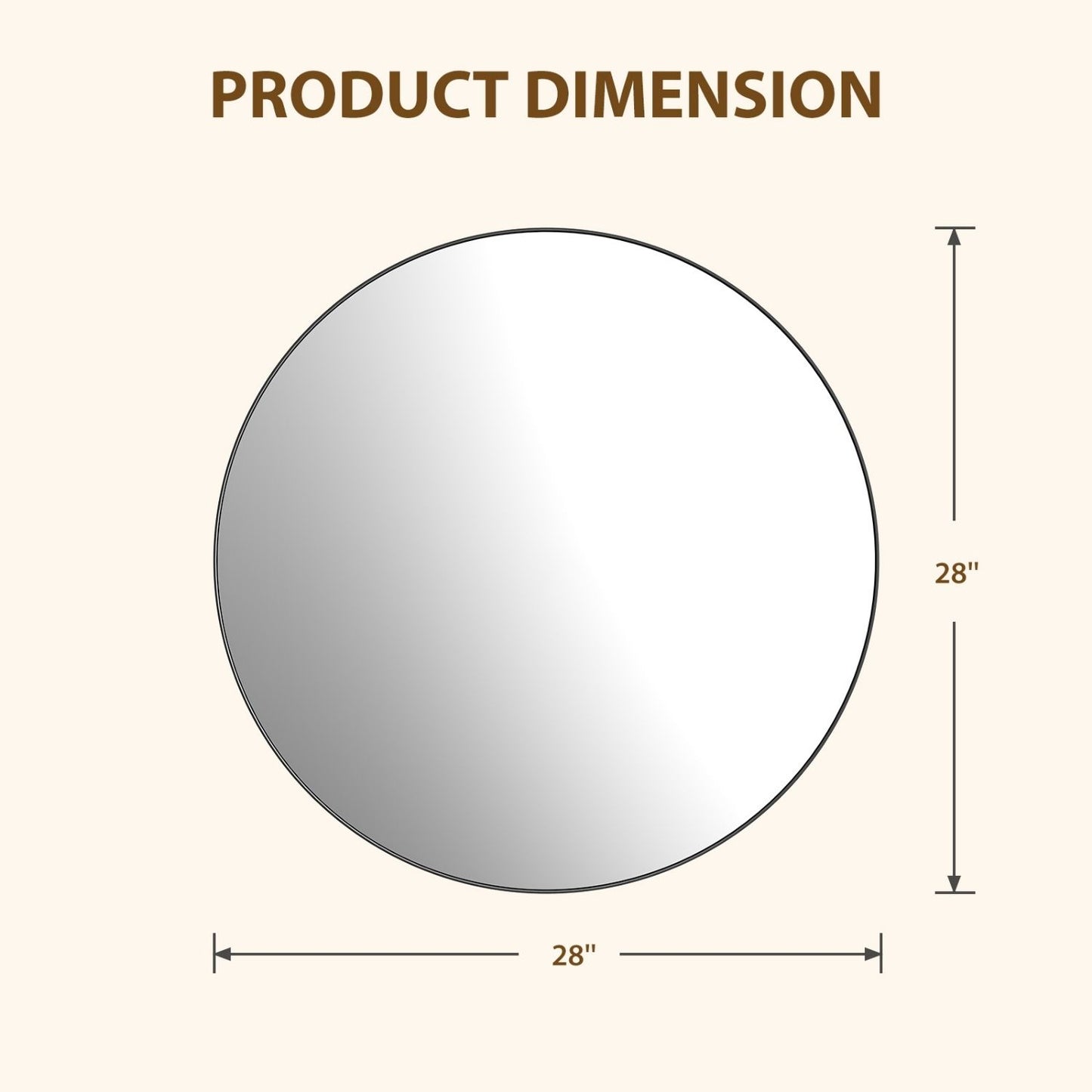 Round Wall Mirror With Metal Frame, Bathroom