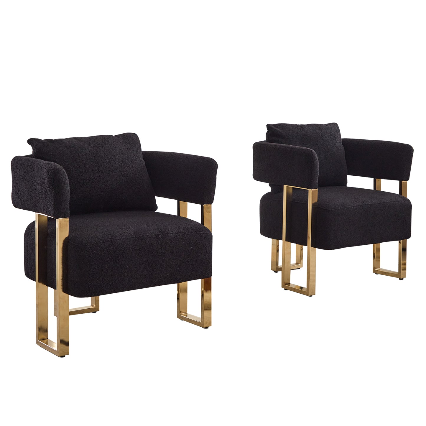 Modern Decorative Chair with Gold Metal Legs - Black