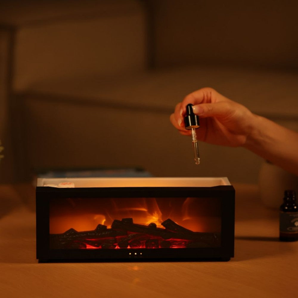 Home Aromatherapy Fireplace Simulation Flame Machine - Black