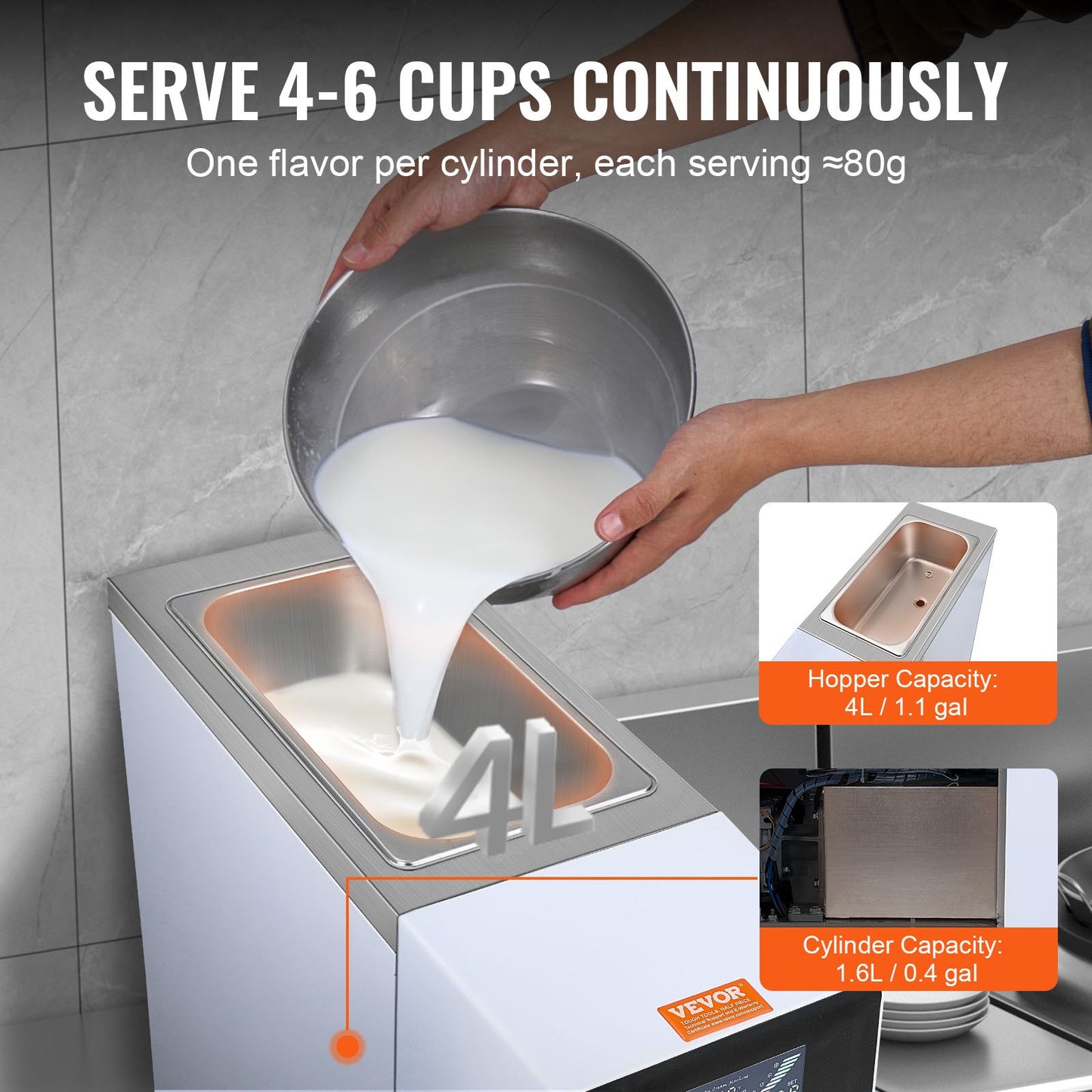 Commercial Ice Cream Maker 10.6 QT/H 1000W Countertop Soft Serve Machine with LCD