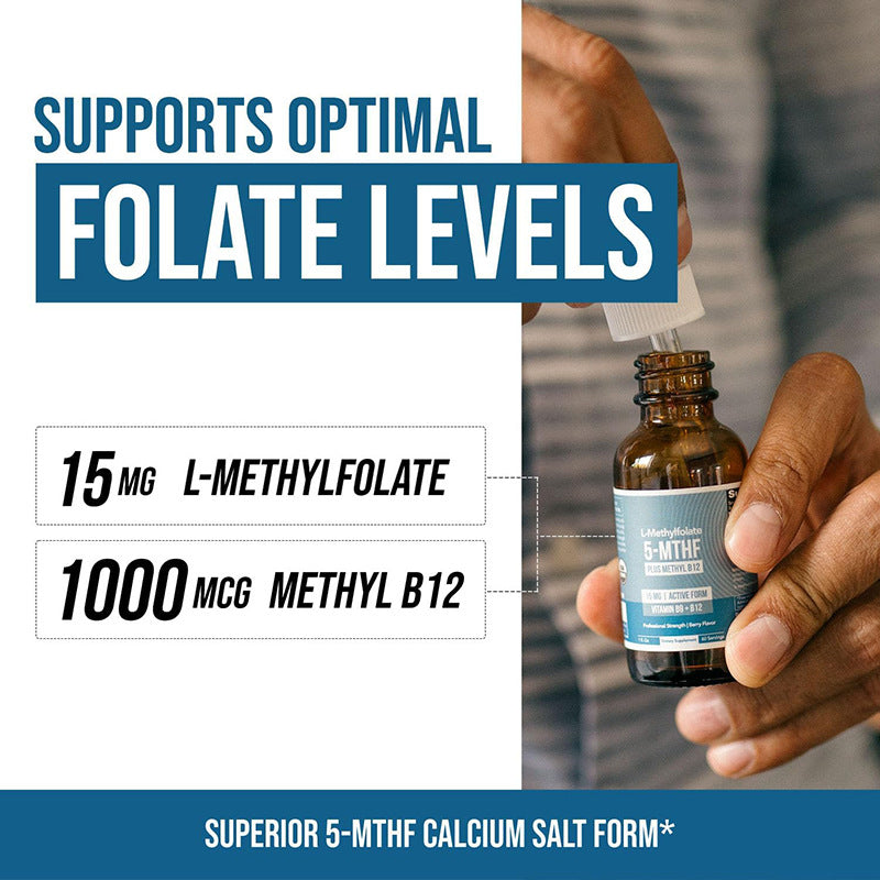 5-MTHF L-Methylfolate Liquid Drops 15mg with Methyl B12 1000mcg
