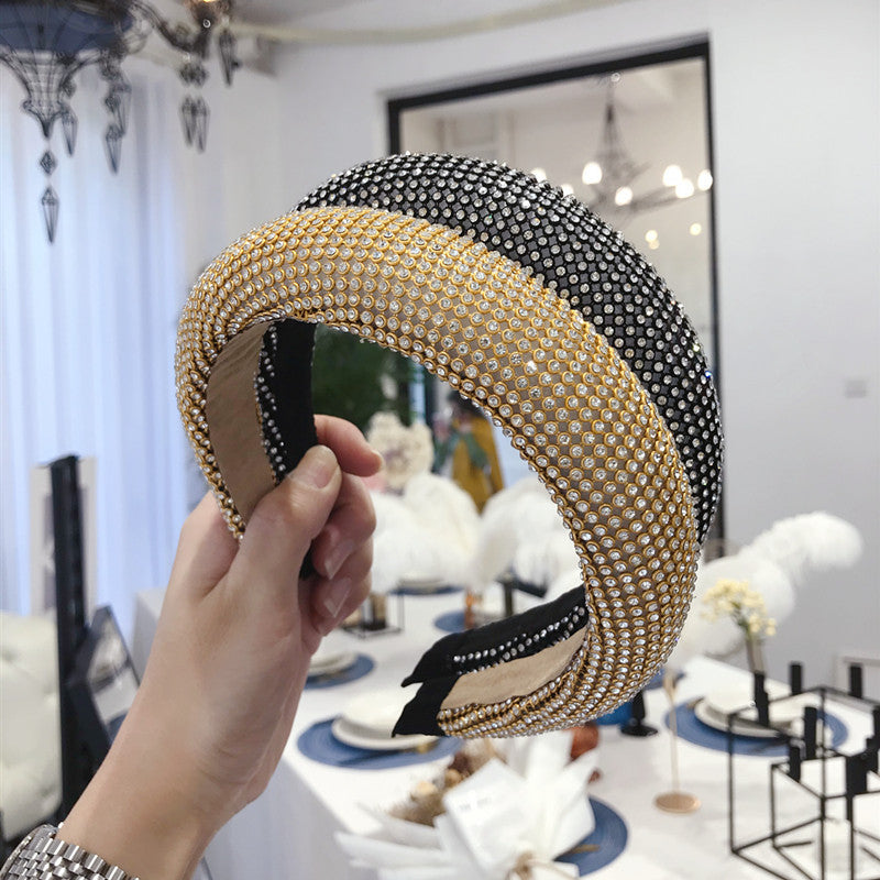 Diamond-Studded Alloy Headband with U-Shape Design