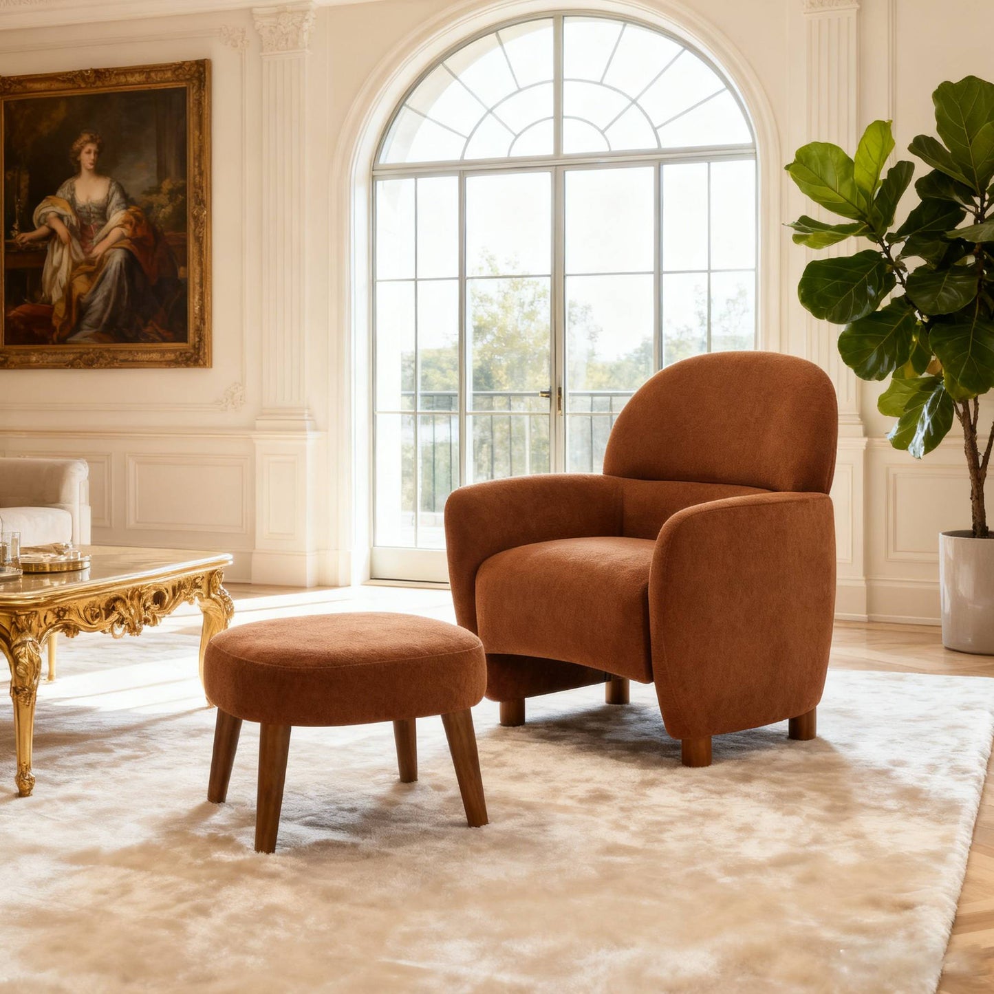 Modern Lazy Chair With Footrest Ottoman - Upholstered Leisure Sofa