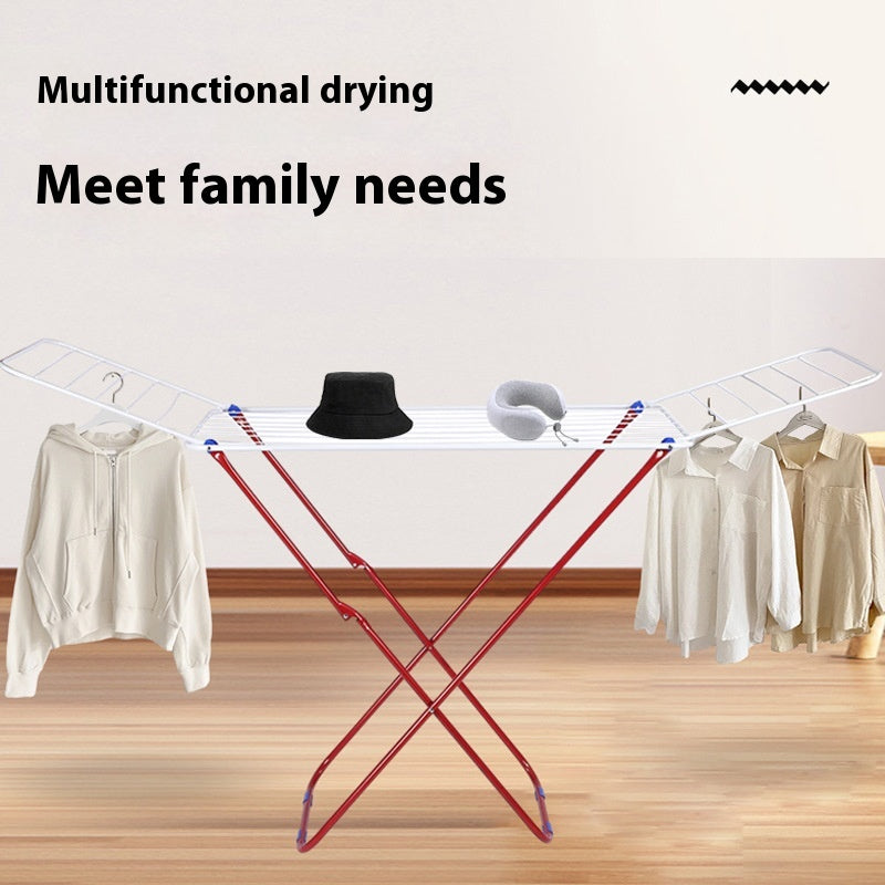 Indoor Folding Clothes Hanger Stand - Installation-Free Mobile Wardrobe Organizer