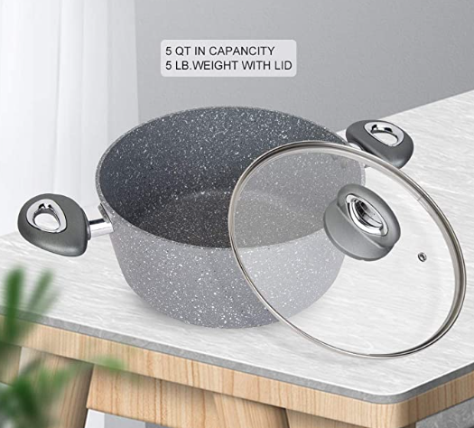 24cm Medical Stone Non-Stick Soup Pot with Dual Handles - Kitchen Cookware