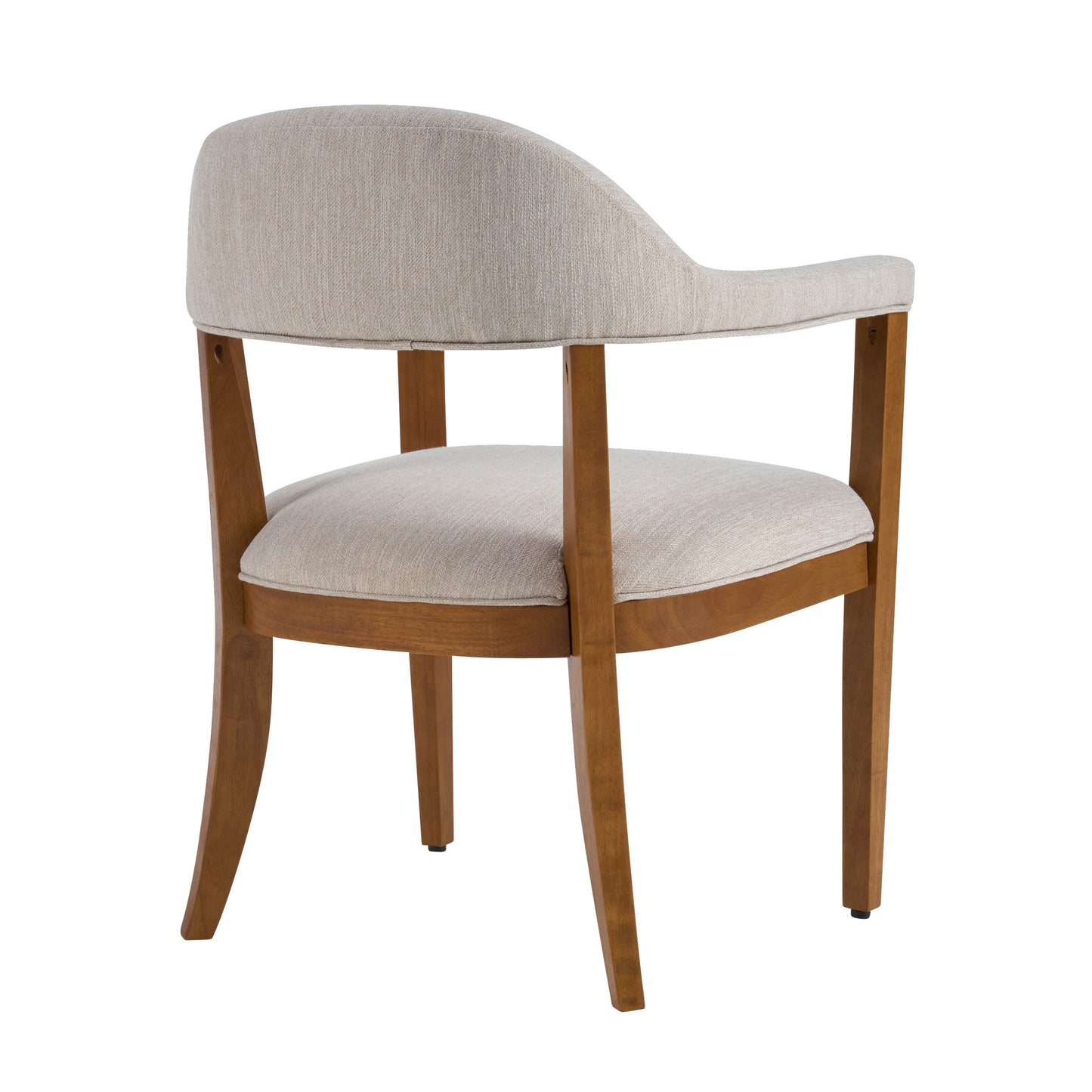 Upholstered Dining Chairs with Armrests - Set of 2, Walnut & Beige
