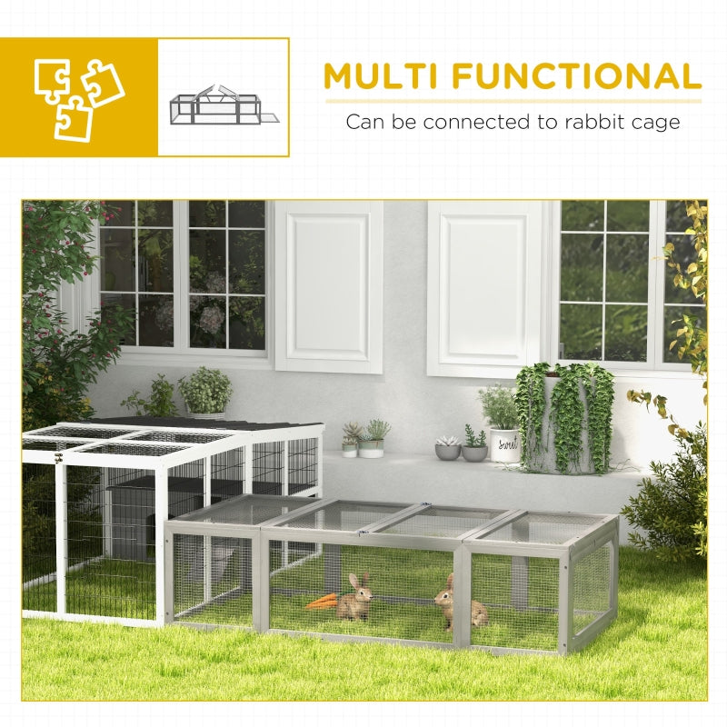 Large Wooden Pet Hutch for Small Animals Outdoor Enclosure with Lockable Doors - Gray