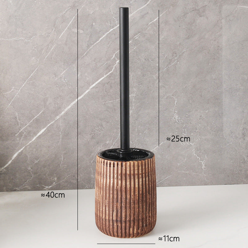 Removable Home Toilet Brush with Ceramic Holder - Light & Dark Colors