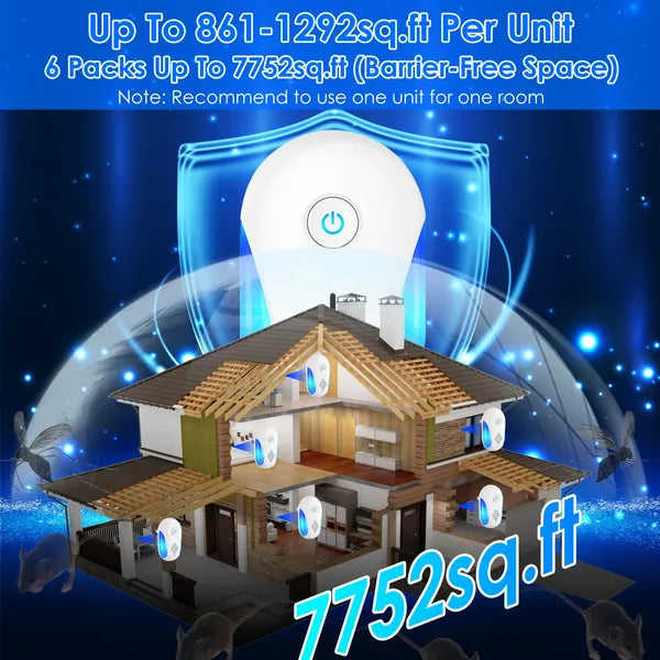 6-Pack Ultrasonic Pest Repellers - Indoor Pest Control