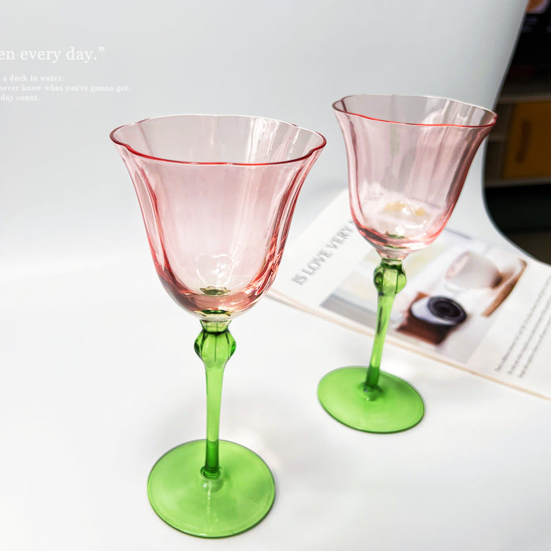 Vintage Crystal Flower Goblet - European Style Wine Glass 301-400ml