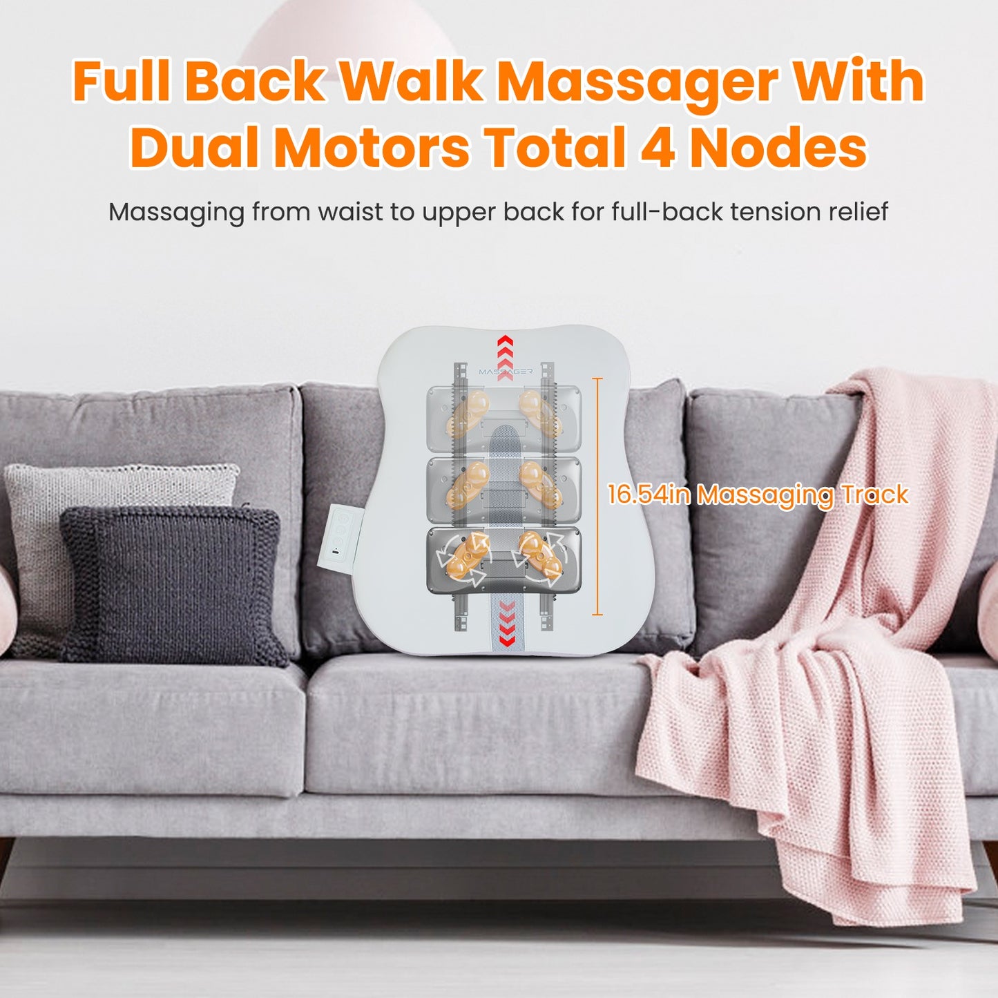 Cordless 3D Deep Tissue Back Massager with Heating & Auto-Off - White