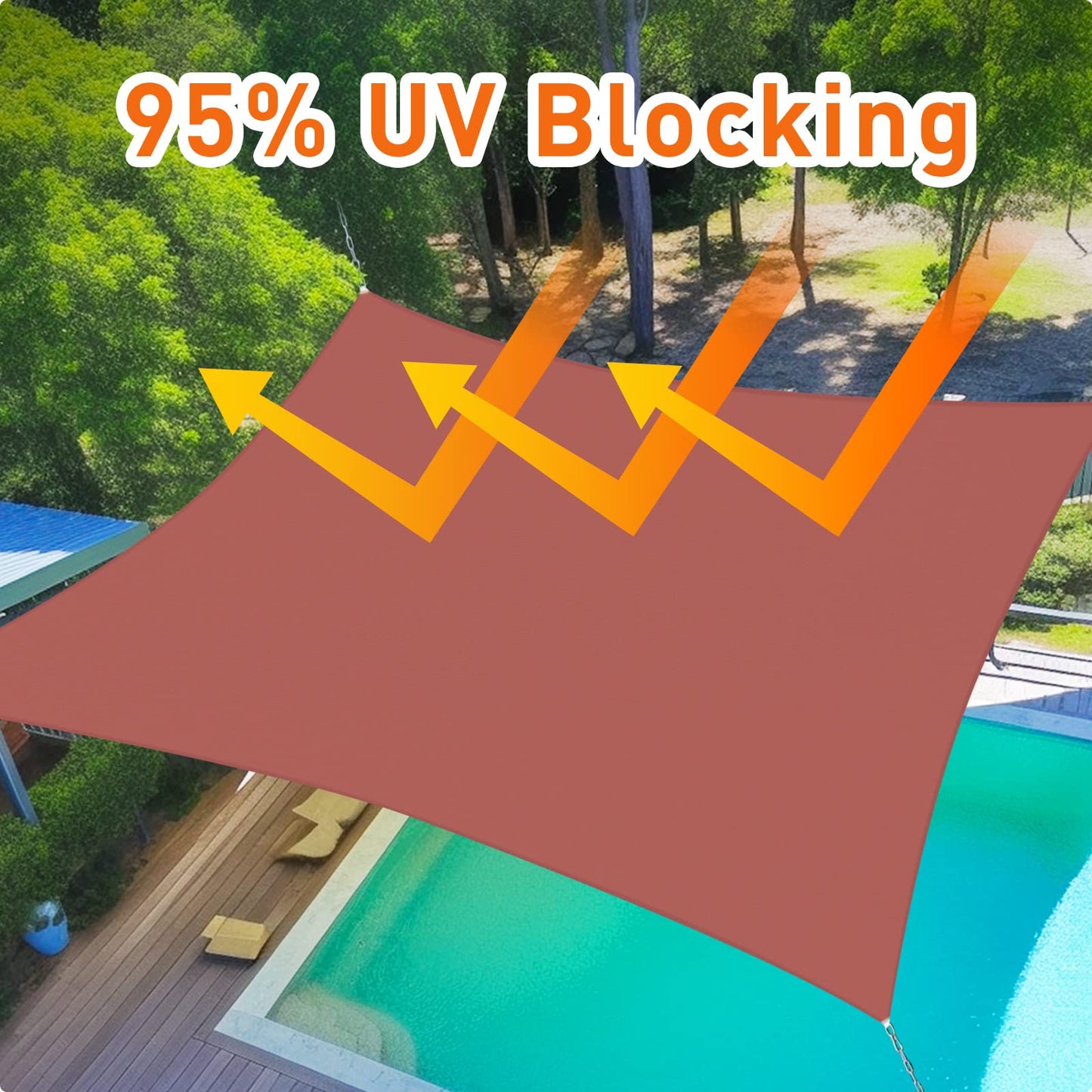16x20 ft Sunshade Sail UV Waterproof Garden Shade Cloth - Mocha, Rust Red, Sand