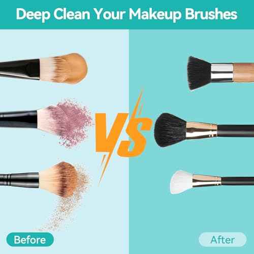Efficient Electric Makeup Brush Cleaner Machine? 8000 RPM Automatic Cleaner with Multi-Size Silicone Holder, Deep Cleans Makeup Brushes and Sponges White