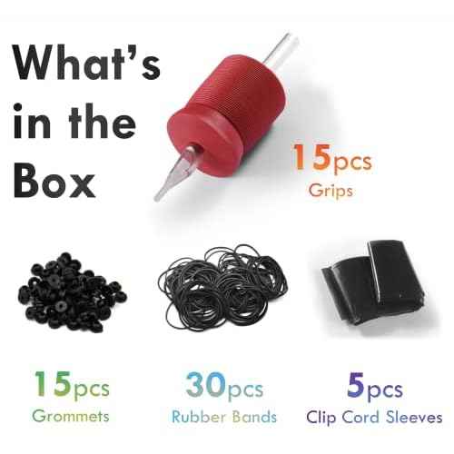 1.25 Inch Ultra Premium Red Soft Silicone Grip w/Long Clear Disposable Tubes & Tips- 15 Pack, Diamond Tip (14DT)