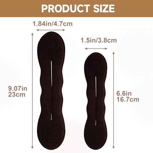 2 Pcs Hair Bun Maker for Women, Non-Slip Bun Updo Curler, Sponge Hair Bun Shaper, Hair Styling Accessories for Long Thin Straight Wavy Hair (Brown)