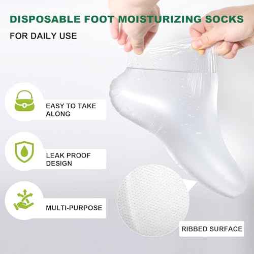300PCS Disposable Foot Covers for Feet Moisturizer Socks - Plastic Foot Covers Extra Large Size for Pedicure, Moisturizing & Paraffin Wax Treatments, Spa Socks Designed for Foot Care