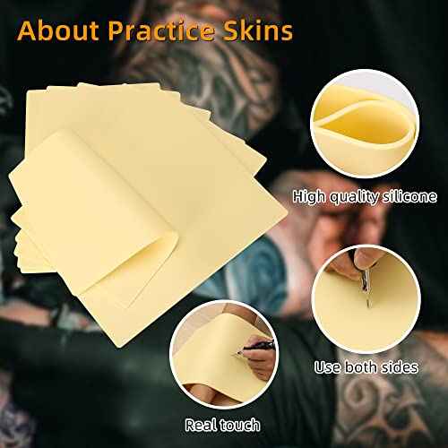 5 Sheets Large Tattoo Practice Skin Double Sides Using Thickness 3mm Fake Skin Silicone Practice Skin for Beginners