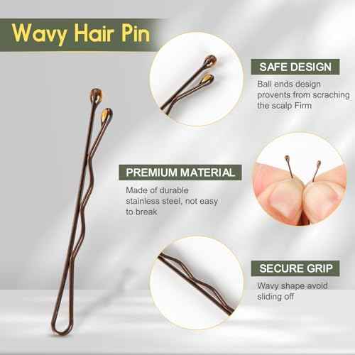 Mini Bobby Pins, 150 Count 1.38 Inch Small Hair Bobby Pins with Storage Box for Kids, Girls and Women - Brown